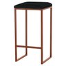 Banqueta Decorativa Billie Base Bronze Suede Preto - Gran Belo - 1