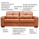 Ver imagem 2 de Sofá 3 Lugares Sala de Estar 2,00M Milão Couro Marrom Envelhecido - Gran Belo