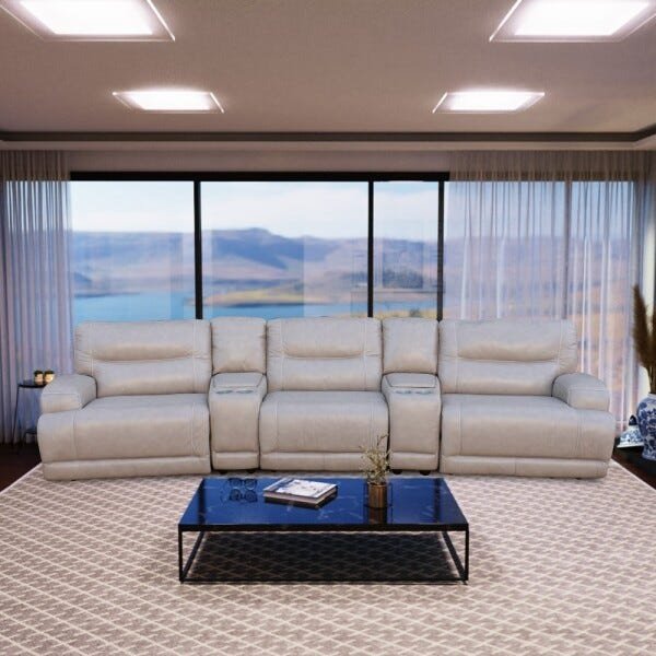 Sofá 3 Lugares Jacarta Reclinável Elétrico 3,76M Couro Avelã com Porta Copos - Idea Relax - 5