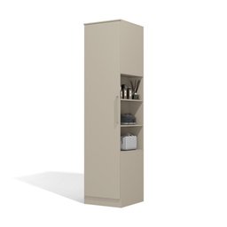 Guarda Roupa Solteiro Armário Roupeiro 1 Porta 3 Nichos 6 Prateleiras Quarto Kappesberg Bege - 2