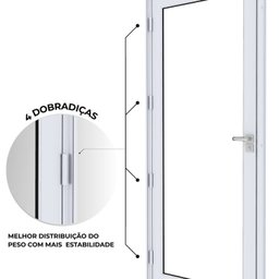 Porta de Alumínio de Giro com Vidro Temperado 215x90 - Eccellente Abertura Esquerda - 5