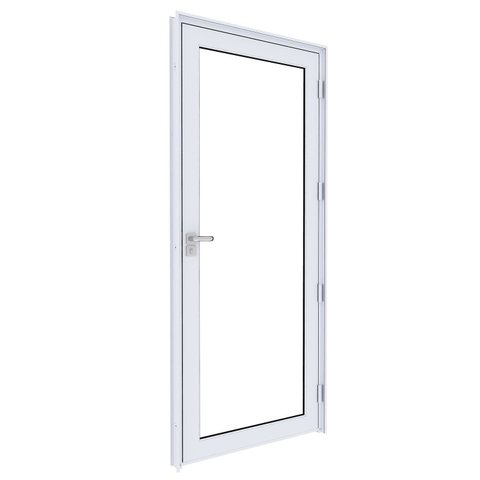 Porta de Alumínio de Giro com Vidro Temperado 215x90 - Eccellente Abertura Esquerda