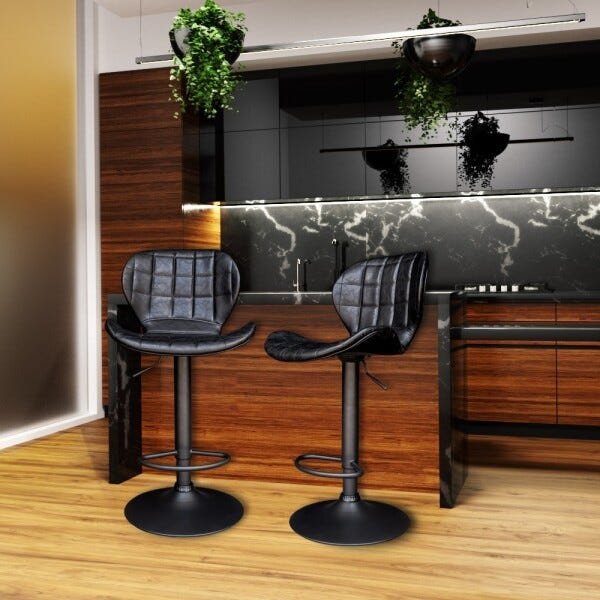 Kit 2 Banquetas Decorativa Sala e Cozinha Born PU Preto - Gran Belo - 4
