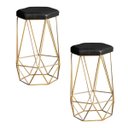 Ver imagem 1 de Kit 2 Banqueta Decorativa Rubel Base Gold PU Preto - Gran Belo