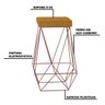 Kit 2 Banqueta Decorativa Kathy Base Bronze Suede Mostarda - Gran Belo - 3