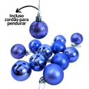 Ver imagem 4 de Kit 15 Bolas Natal Mista Glitter, Fosca e Brilho Azul Royal 3cm - Master Chirstmas
