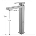 Ver imagem 4 de Torneira Banheiro Monocomando Quadrada Bica Alta Aço Escovado:Aço Escovado