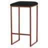 Banqueta Decorativa Billie Base Bronze Veludo Preto - Gran Belo - 1