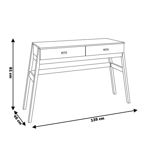 Aparador Decorativo Sala de Estar 2 Gavetas Yara Natural/Branco - 2