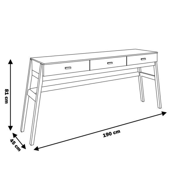 Aparador Decorativo Sala de Estar 3 Gavetas Yara Amêndoa/Branco - 2