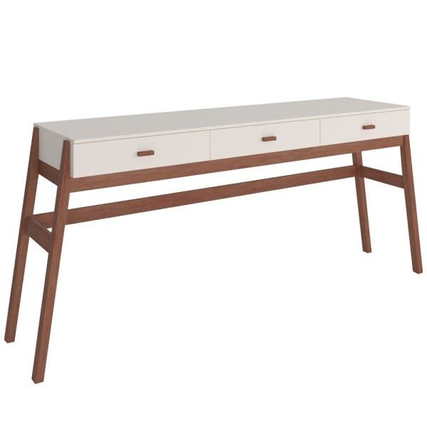 Aparador Decorativo Sala de Estar 3 Gavetas Yara Amêndoa/Off White - 1
