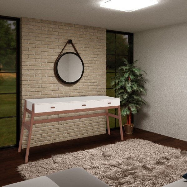 Aparador Decorativo Sala de Estar 3 Gavetas Yara Amêndoa/Off White - 5
