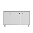 Ver imagem 3 de Rack para TV até 40 Polegadas com 3 Portas 1 Prateleira e Rodízios 90cm BSE01 Branco - BRV Móveis