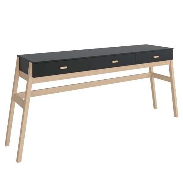 Aparador Decorativo Sala de Estar 3 Gavetas Yara Natural/Preto - 1