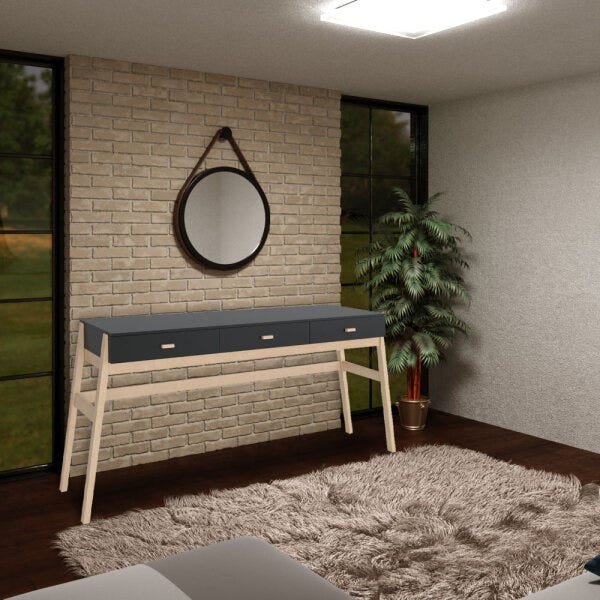 Aparador Decorativo Sala de Estar 3 Gavetas Yara Natural/Preto - 5