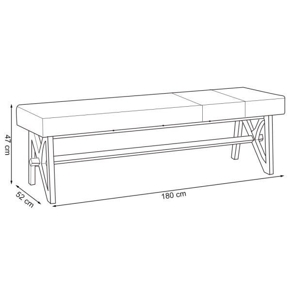 Banco Decorativo Sala de Estar 180cm Linz Linho Preto - Gran Belo - 3