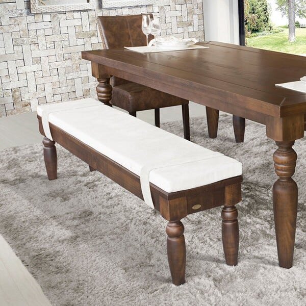 Banco Decorativo Varanda 03 Lugares Cannes 180x35 Estofado Linho Rústico Bege Canela - Gran Belo - 2