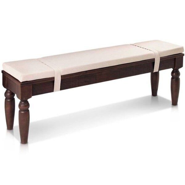 Banco Decorativo Varanda 03 Lugares Cannes 180x35 Estofado Linho Rústico Bege Canela - Gran Belo - 1