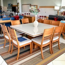 Sala de Jantar Moderna 8 Cadeiras 1,50x1,50m - Premium - Requinte Salas - 1