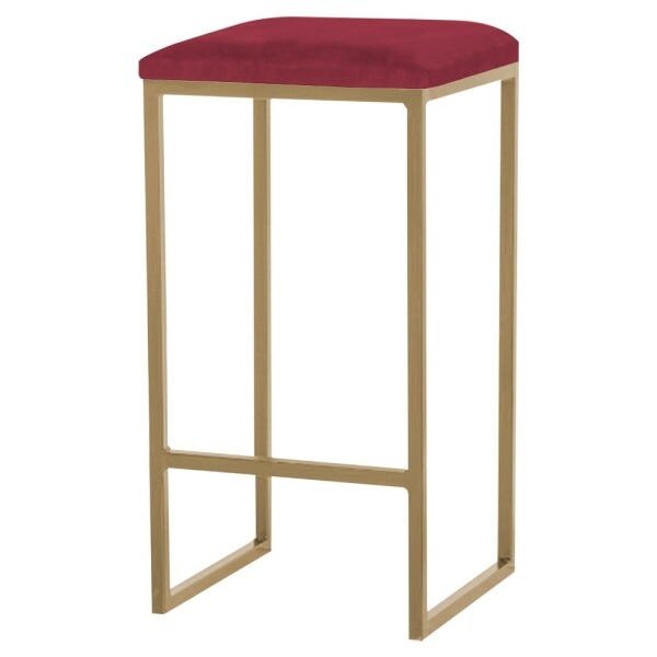 Banqueta Decorativa Billie Base Gold Suede Bordô - Gran Belo - 1