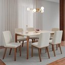 Ver imagem 1 de Conjunto de Jantar Mesa Retangular com Vidro Donatella 6 Cadeiras Kalina - Natural C/ Palha