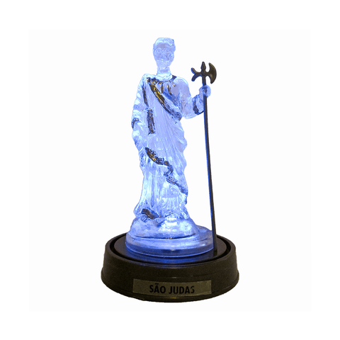 Luminária Imagem São Judas Tadeu Luminária Patrono Das Causas Perdidas com Luzes de Led Azul