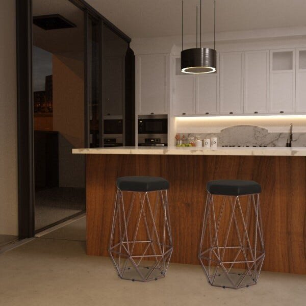 Kit 2 Banqueta Decorativa Rubel Base Bronze Suede Marrom - Gran Belo - 6
