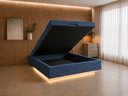 Ver imagem 1 de Cama Box Baú Casal Flutuante com LED, Encaixe para Colchão e Puxador Embutido:Azul