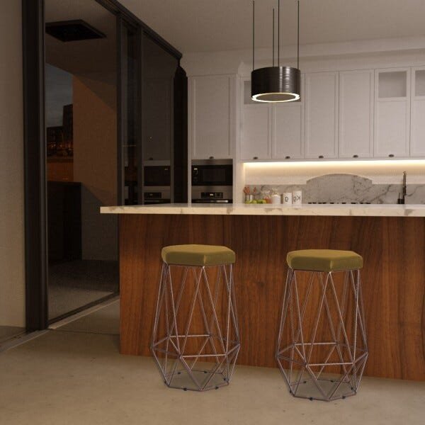 Banqueta Decorativa Rubel Base Bronze Suede Mostarda - Gran Belo - 6