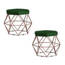 Ver imagem 1 de Kit 2 Puff Decorativo Base Bronze Elsa Suede Verde - Gran Belo