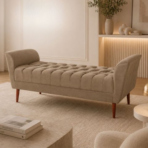 Recamier 120 cm com Design Moderno e Versátil para Sala de Estar Capuccino