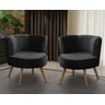 Kit 2 Poltronas Para Sala Decorativa Isa Suede Preto Adonai Estofados - 1
