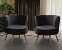 Ver imagem 1 de Kit 2 Poltronas Para Sala Decorativa Isa Suede Preto Adonai Estofados