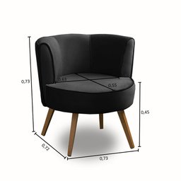 Kit 2 Poltronas Para Sala Decorativa Isa Suede Preto Adonai Estofados - 3