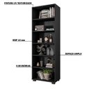 Ver imagem 3 de Estante de Livros para Escritório Home Office Alf Preto Texturizado - Gran Belo
