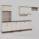 Ver imagem 1 de Cozinha Modulada Retrô Off White-nogueira 6 Peças
