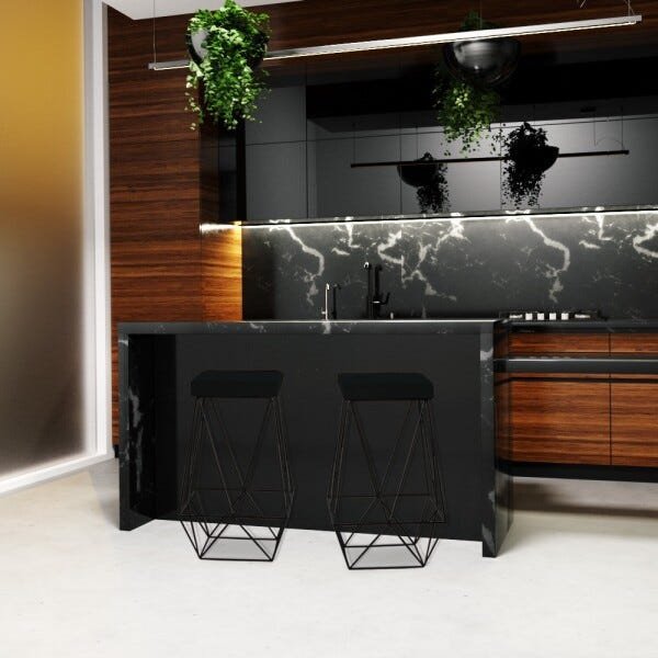 Banqueta Decorativa Kathy Base Preta Suede Preto - Gran Belo - 5
