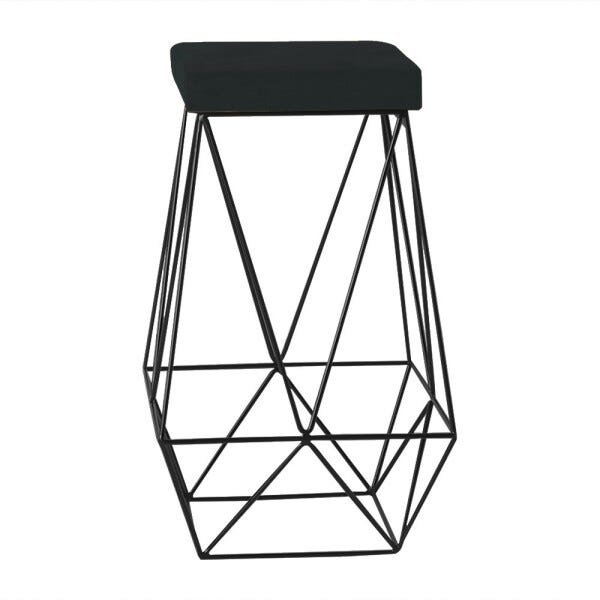 Banqueta Decorativa Kathy Base Preta Suede Preto - Gran Belo - 1