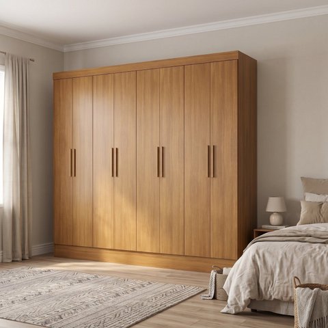 Guarda-Roupa Casal MDF 8 Portas 4 Gavetas Casuá Cinamomo Jatobá