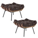 Ver imagem 1 de Kit 2 Puff Decorativo Sala de Estar Costela Couro Marrom - Gran Belo