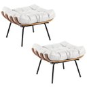 Ver imagem 1 de Kit 2 Puff Decorativo Sala de Estar Costela Couro Branco - Gran Belo