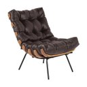 Ver imagem 1 de Poltrona Decorativa Sala de Estar Costela Couro Marrom - Gran Belo