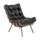 Ver imagem 4 de Poltrona com Puff Costela em Couro Legítimo Sala de Estar Preto Touro & Cia