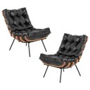 Ver imagem 1 de Kit 2 Poltrona Decorativa Sala de Estar Costela Couro Preto - Gran Belo