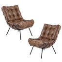 Ver imagem 1 de Kit 2 Poltrona Decorativa Sala de Estar Costela Couro Mel - Gran Belo