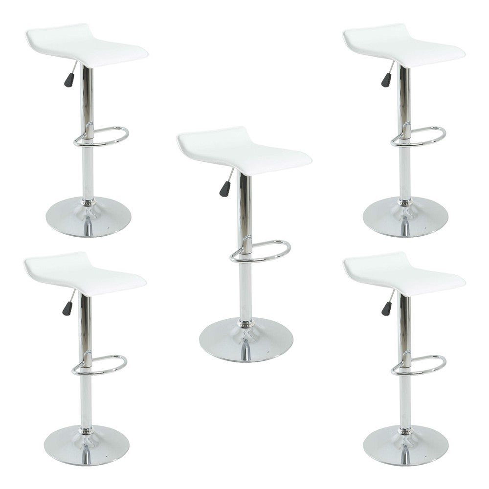 Kit 5 Banquetas Decorativas Sala e Escritório Verity PU Branca - Gran Belo - 1