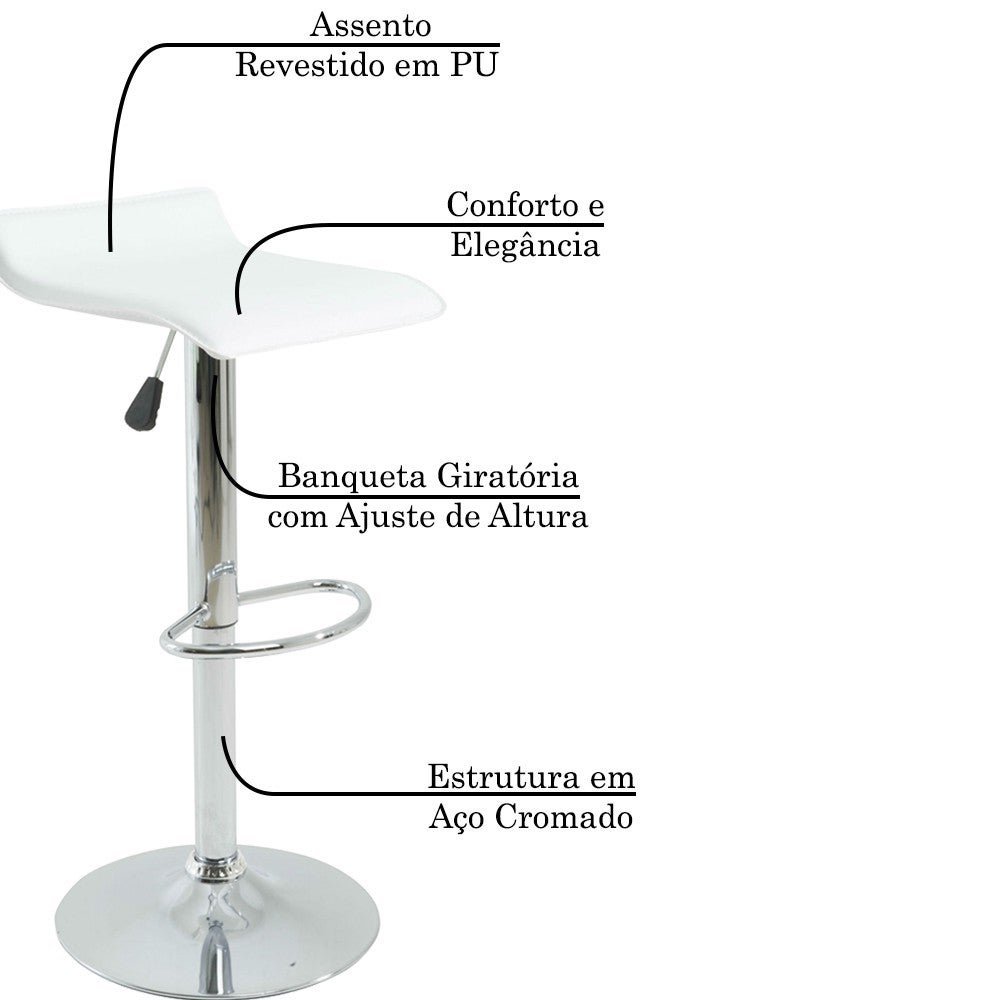 Kit 5 Banquetas Decorativas Sala e Escritório Verity PU Branca - Gran Belo - 3