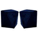Ver imagem 1 de Kit 2 Puffs Decorativo Sala de Estar Blois Veludo Azul Marinho - Gran Belo