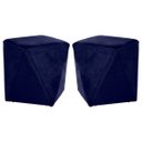 Ver imagem 1 de Kit 2 Puffs Decorativo Sala de Estar Blois Veludo Azul Bic - Gran Belo