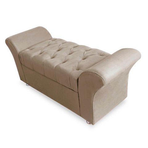 Calçadeira Baú Veneza Queen Size 160cm Suede - Ecotec Decor:Bege